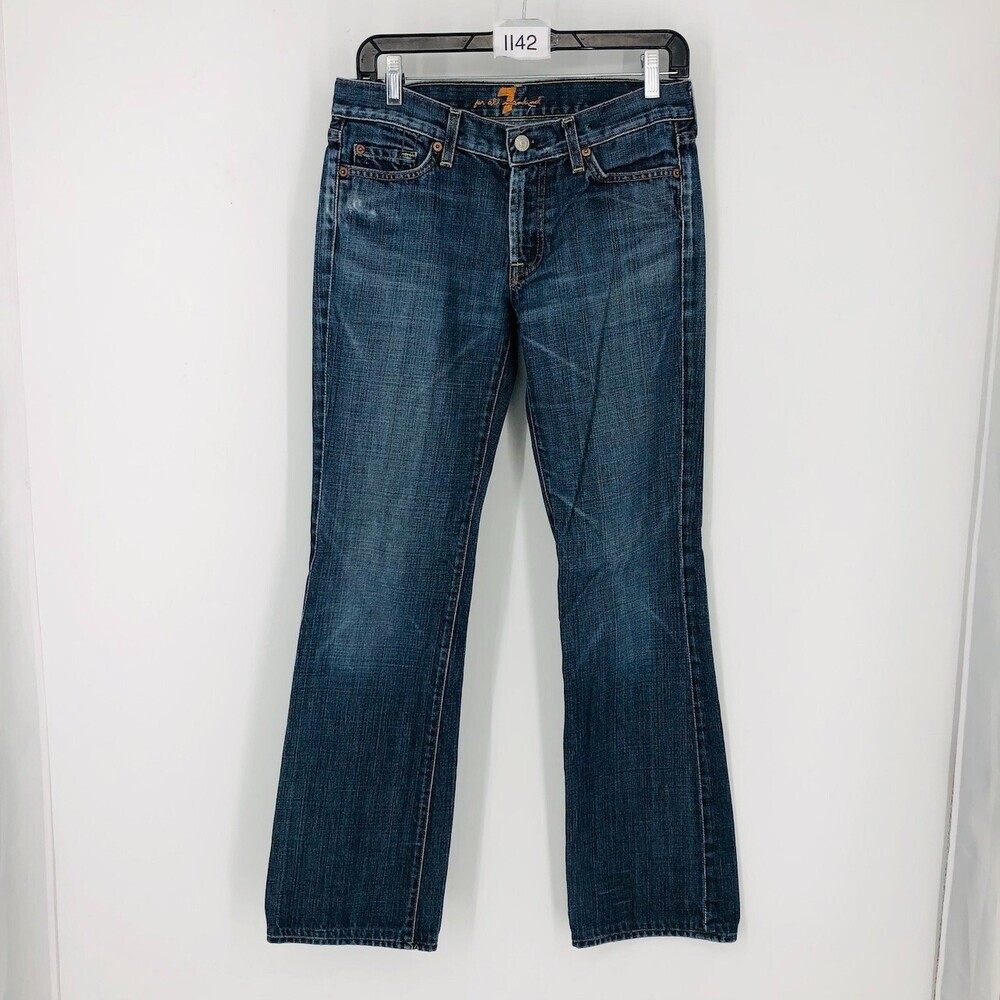 7 For All Mankind Womens Blue 100% Cotton Button 5-Pockets Bootcut Jeans Size 28